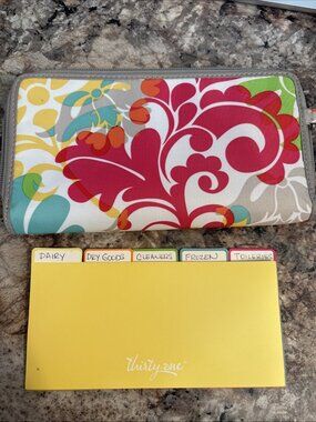 Thirty One Coupon Clutch Wallet Island Damask Zip Around with Insert Organizer